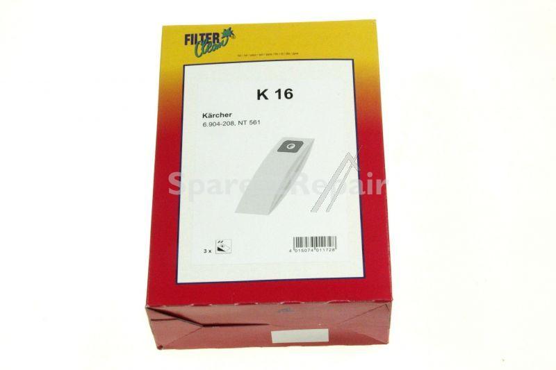 Filterclean Vacuum Cleaner Bags - K16 000800-k Dust Bags X 3 Karcher 6 904-208 - Nt561