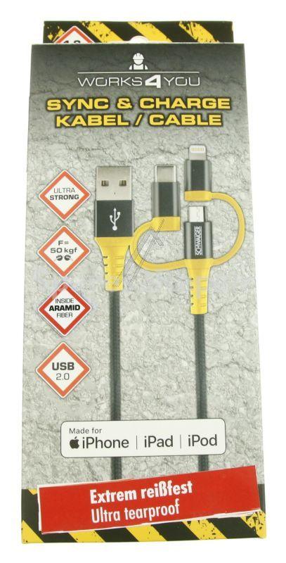 Schwaiger Type A Plug/micro Usb 2.0 - 3-in-1 Sync & Charge Cable 1 2m - WKUU310511