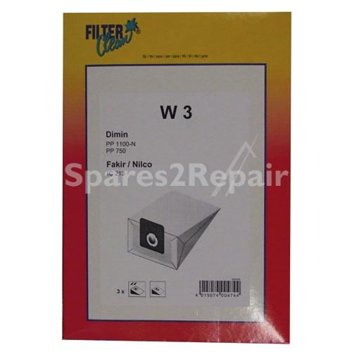 Filterclean Vacuum Cleaner Bags - W3 000292-k Dust Bags X3