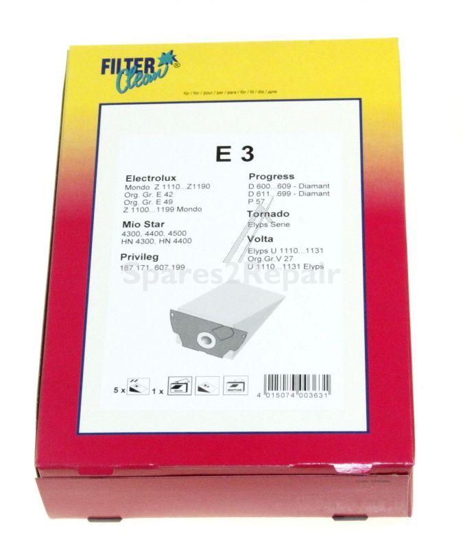 Filterclean Vacuum Cleaner Bags - E3 000137-k Dust Bags X 6