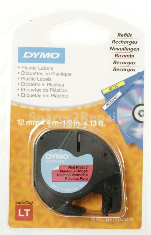 Dymo Colour Cartridge - Schriftband Schwarz Auf Rot 12mm-4m Dymo Plastik-band Letra-tag
