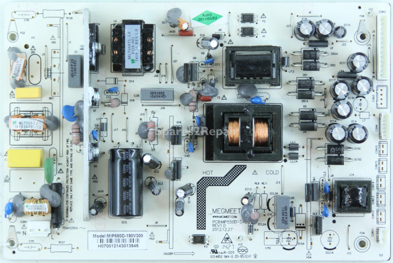 Blaupunkt 50/149Z-GB-5B2-FGKU-UK - Power Supply - MIP550D-190V300 - MIP550D-DX2 - REV:1.0