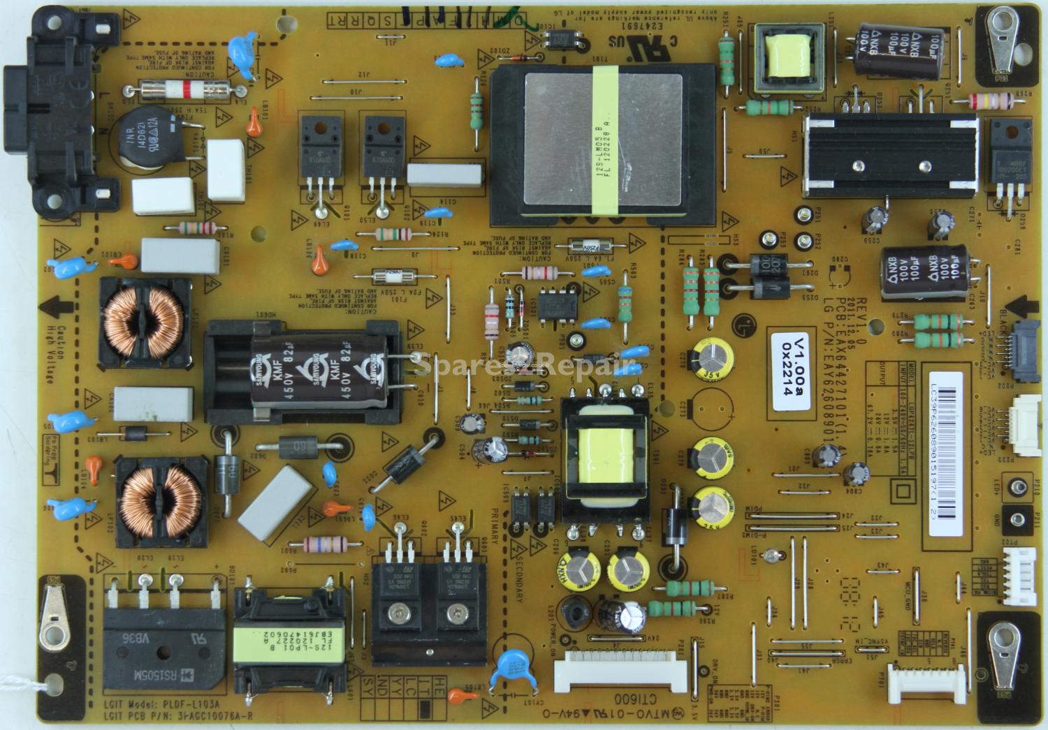 LG 42LM620T - PSU - EAX64427101(1.4) - REV1.0 - EAY62608901 - PLDF-L103A - LGP4247L-12LPB