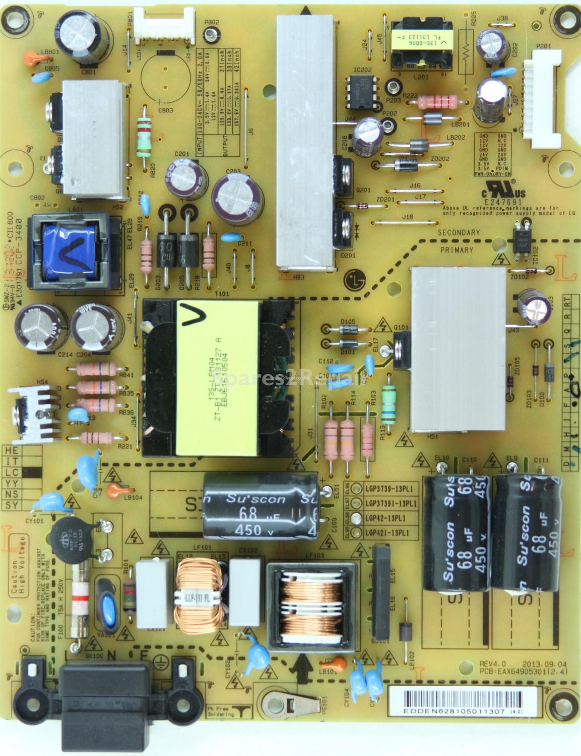 LG 42LN575 - Power Supply - EAX64905301 (2.4) - EAY62810501 - REV4.0 - LGP42-13PL1