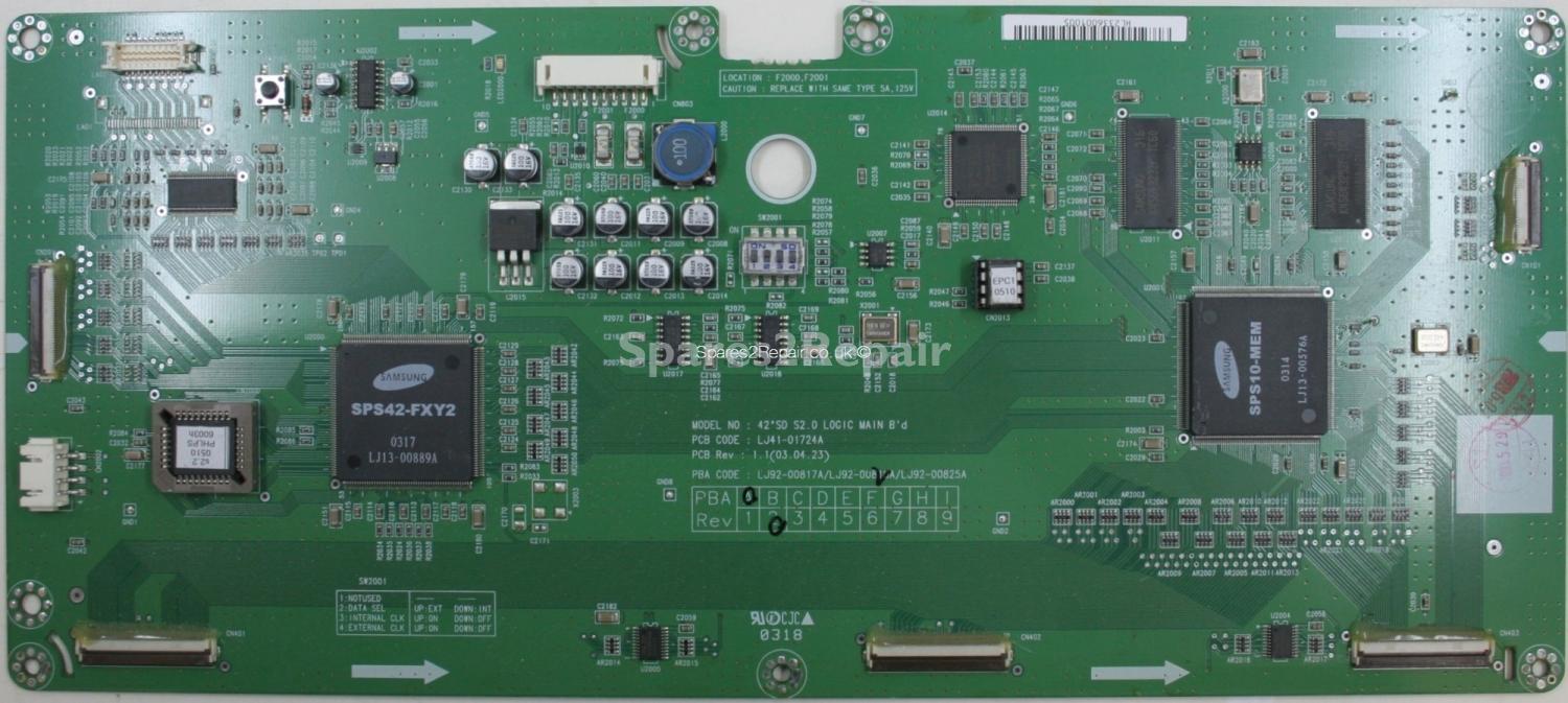 Philips 42PF9946 - Logic Ctrl - 42SD S2.0 LOGIC MAIN Bd - LJ41-01724A Rev 1.1 - LJ92-00818A