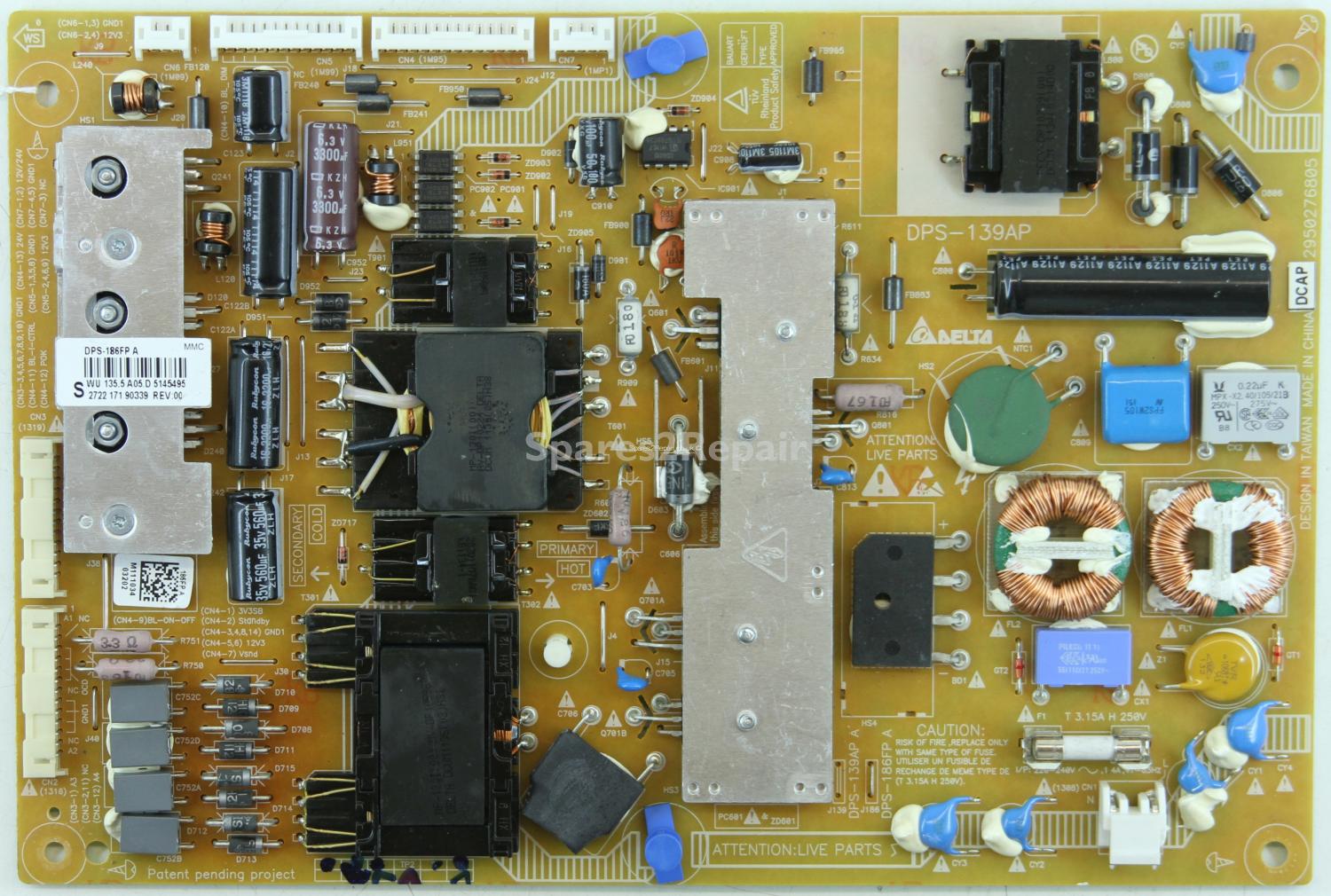 Philips 42PFL7606T/12 - PSU - 2950276805 - DPS-186FP A - REV:00
