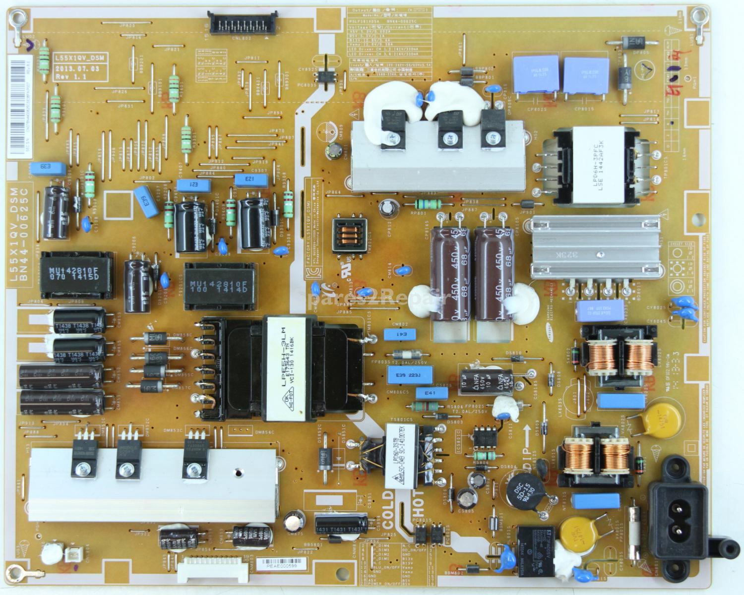Samsung UE55F6100AK - Power Supply - BN44-00625C - Rev1.1 - L55X1QV_DSM - PSLF181X05A