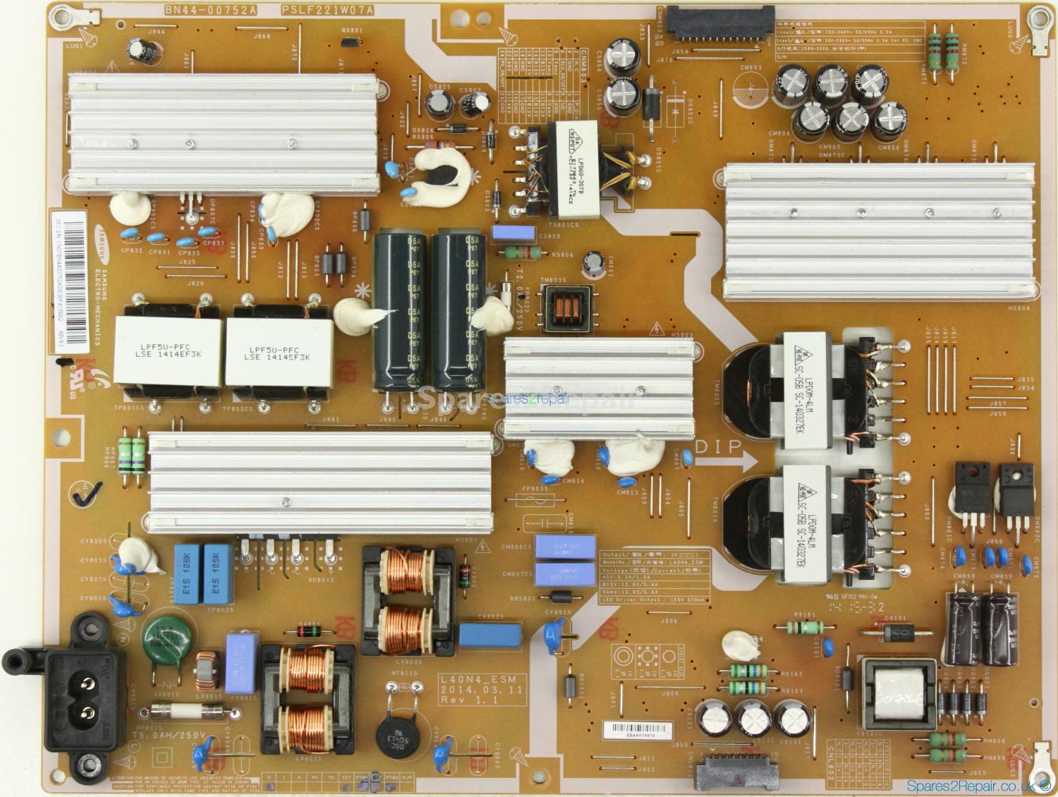 Samsung UE40HU6900 - Power Supply - BN44-00752A - PSLF221W07A - L40N4_ESM - Rev 1.2