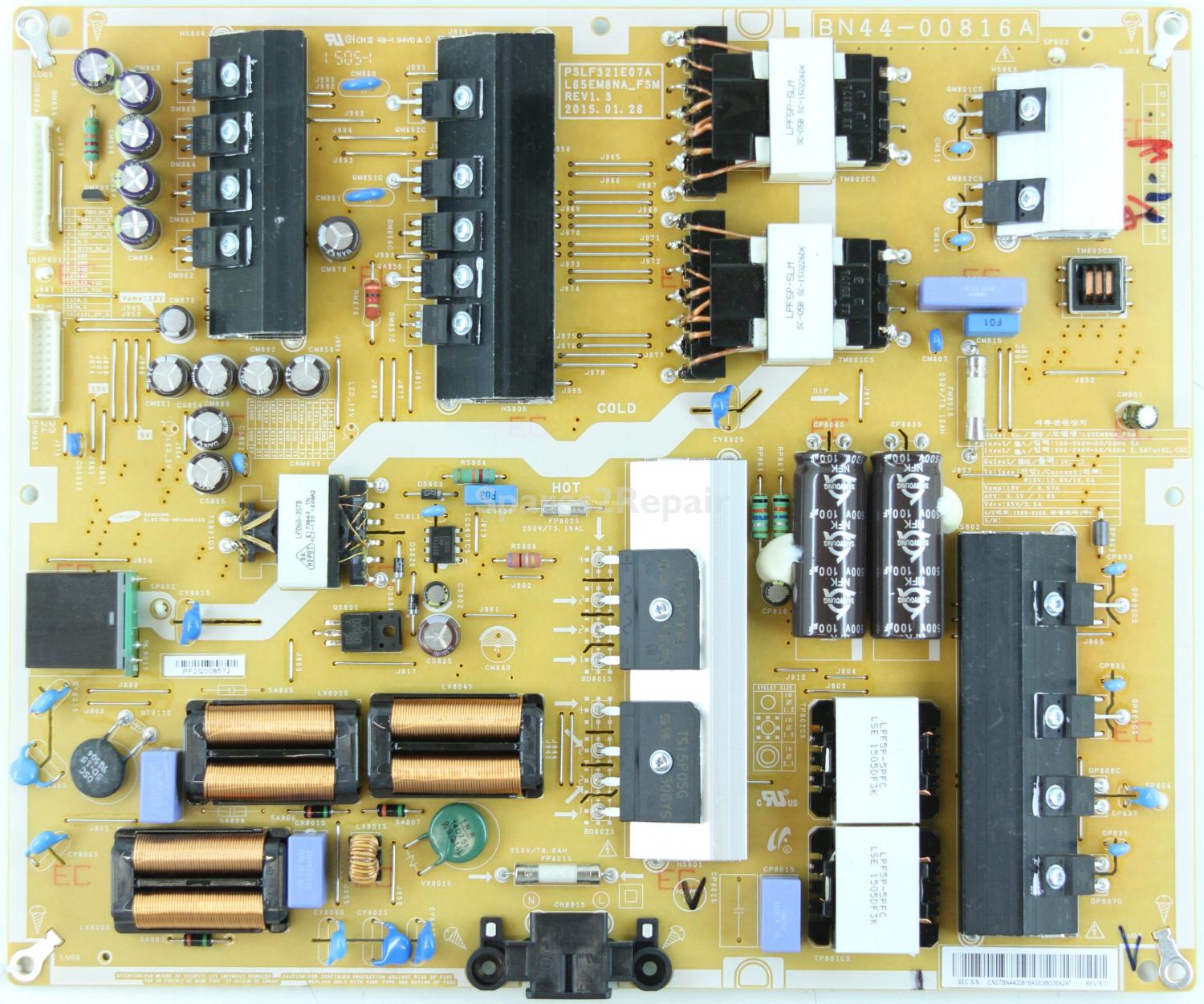 Samsung UE55JS9000T - Power Supply - BN44-00816A - REV1.3 - PSLF321E07A - L65EM8NA_FSM
