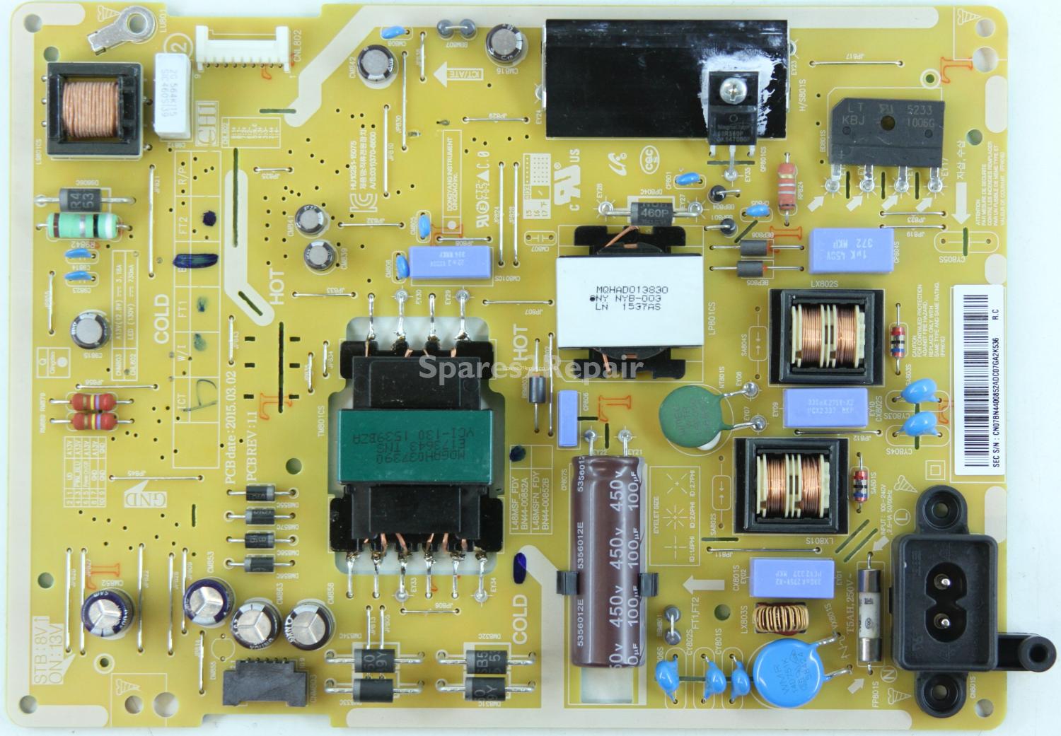 Samsung UE40J5000AK - Power Supply - BN44-00852A - REV:1.1 - HU10251-15075 - L48MSF_FDY
