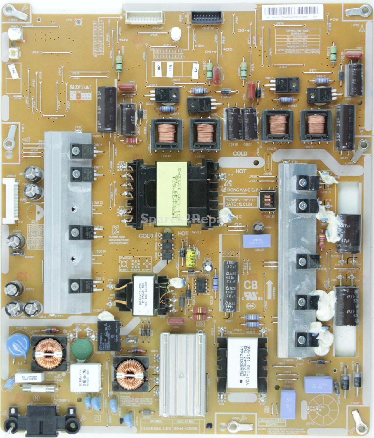 Samsung UE40ES6800 - Power Supply - BN44-00520C - REV 1.1 - HU10251-12039 - PD46B1QE_CDY