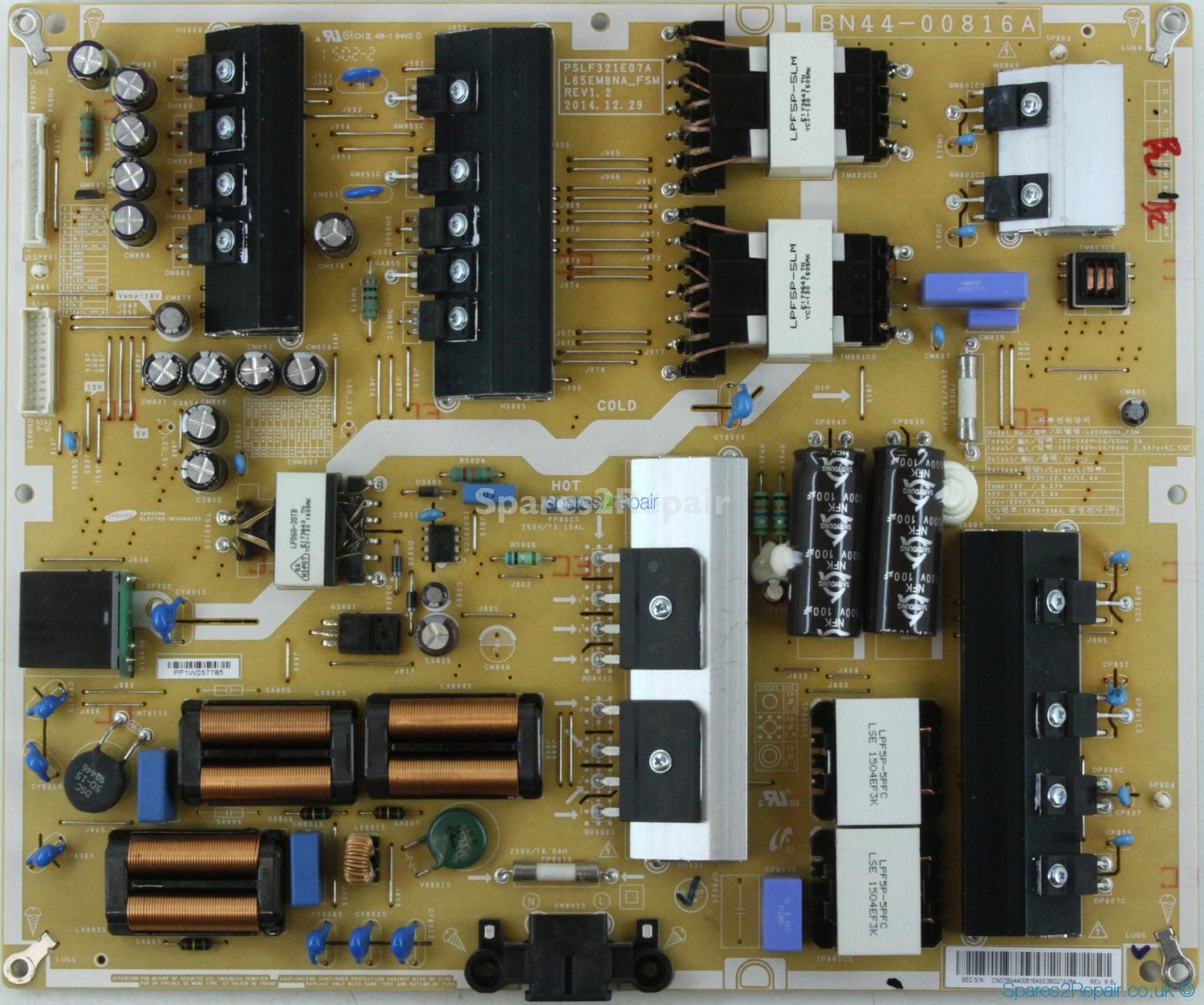 Samsung UE65JS9000T - Power Supply - BN44-00816A - REV1.2 - PSLF321E07A - L65EM8NA_FSM