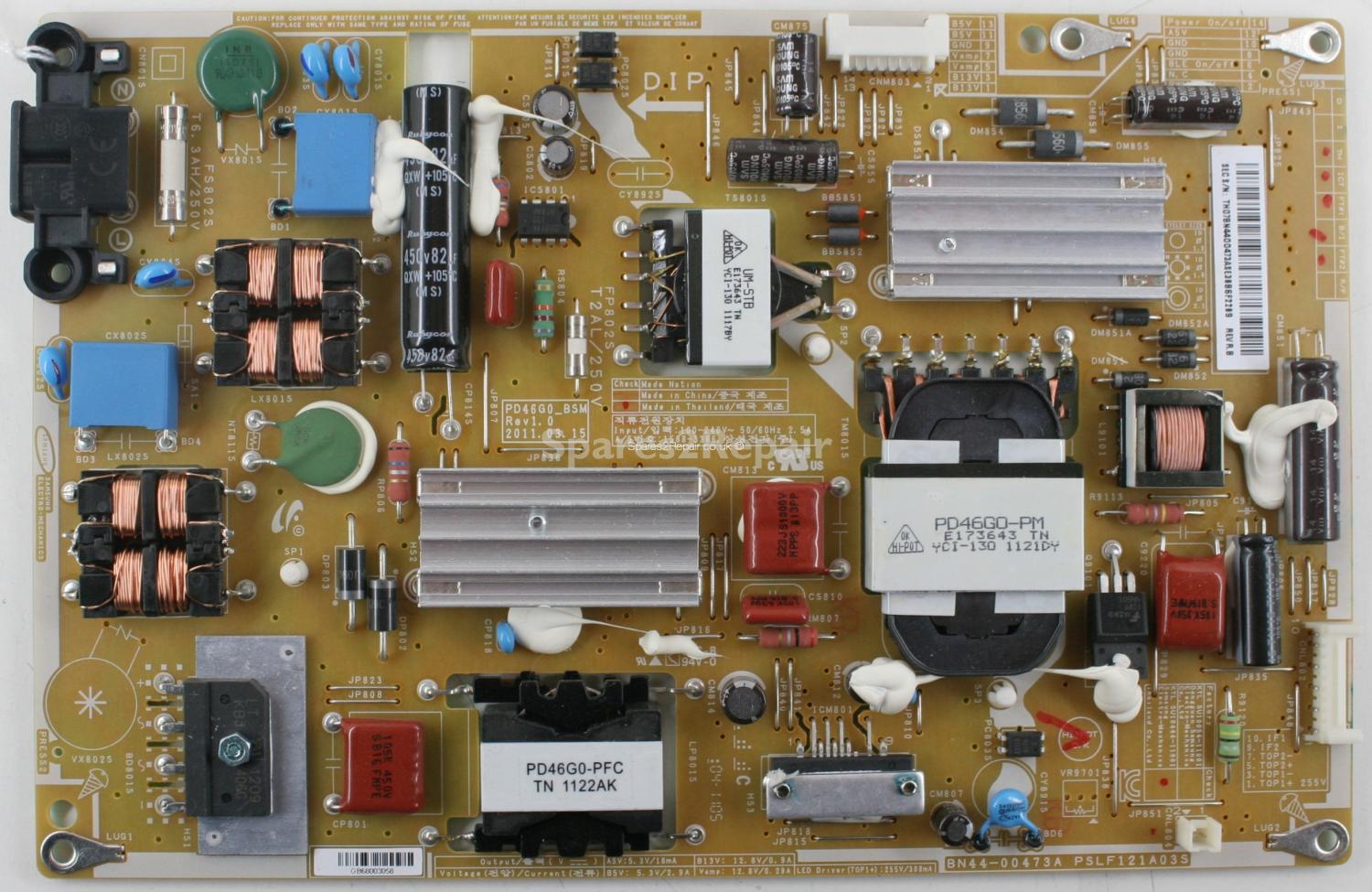 Samsung UE40D5003BW - PSU - PD46G0_BSM - Rev1.0 - BN44-00473A - PSLF121A03S
