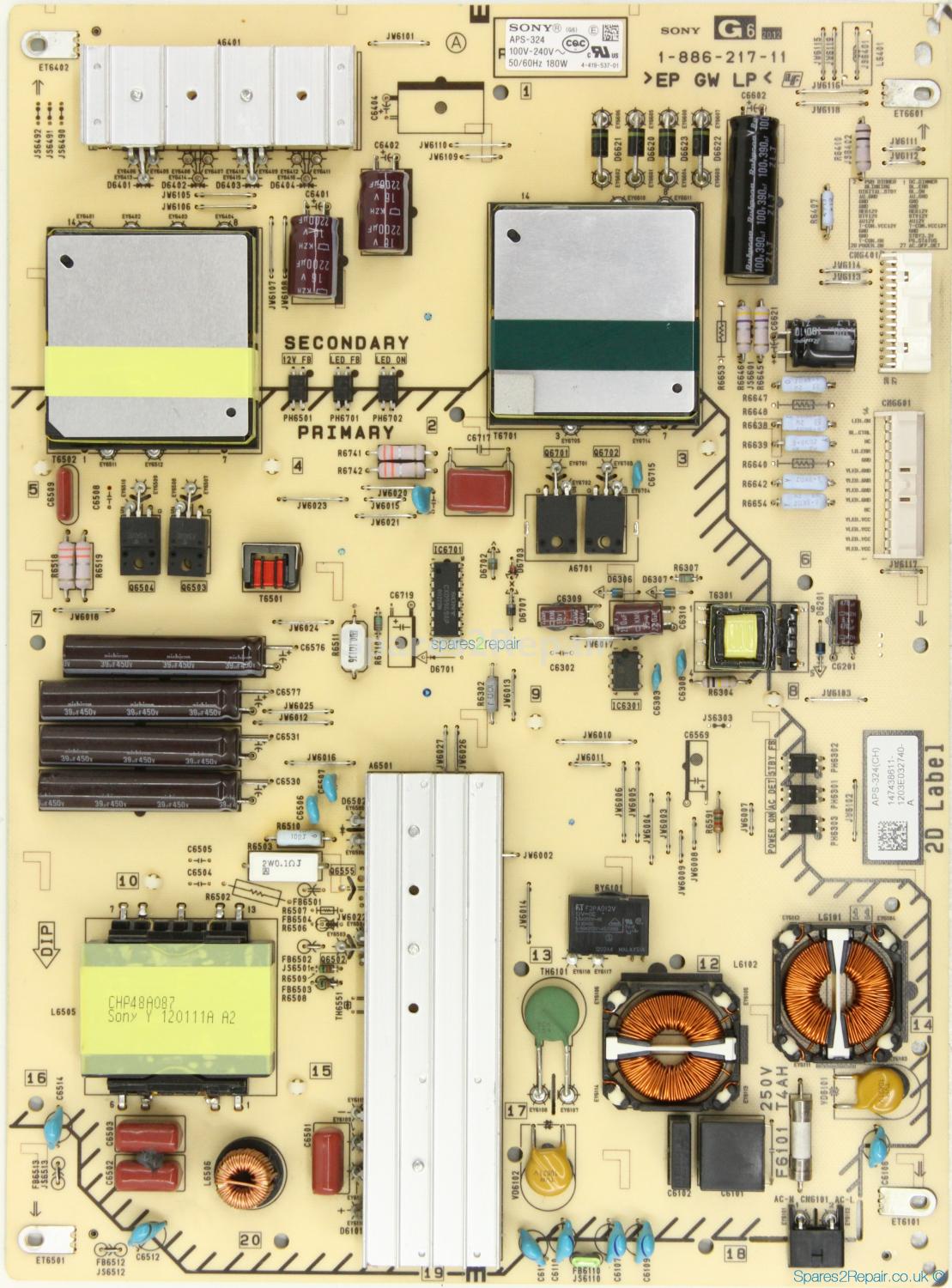 Sony KDL-55HX853 - Power Supply - 1-886-217-11 - 147438611 - APS-324(CH) - 4-419-537-01