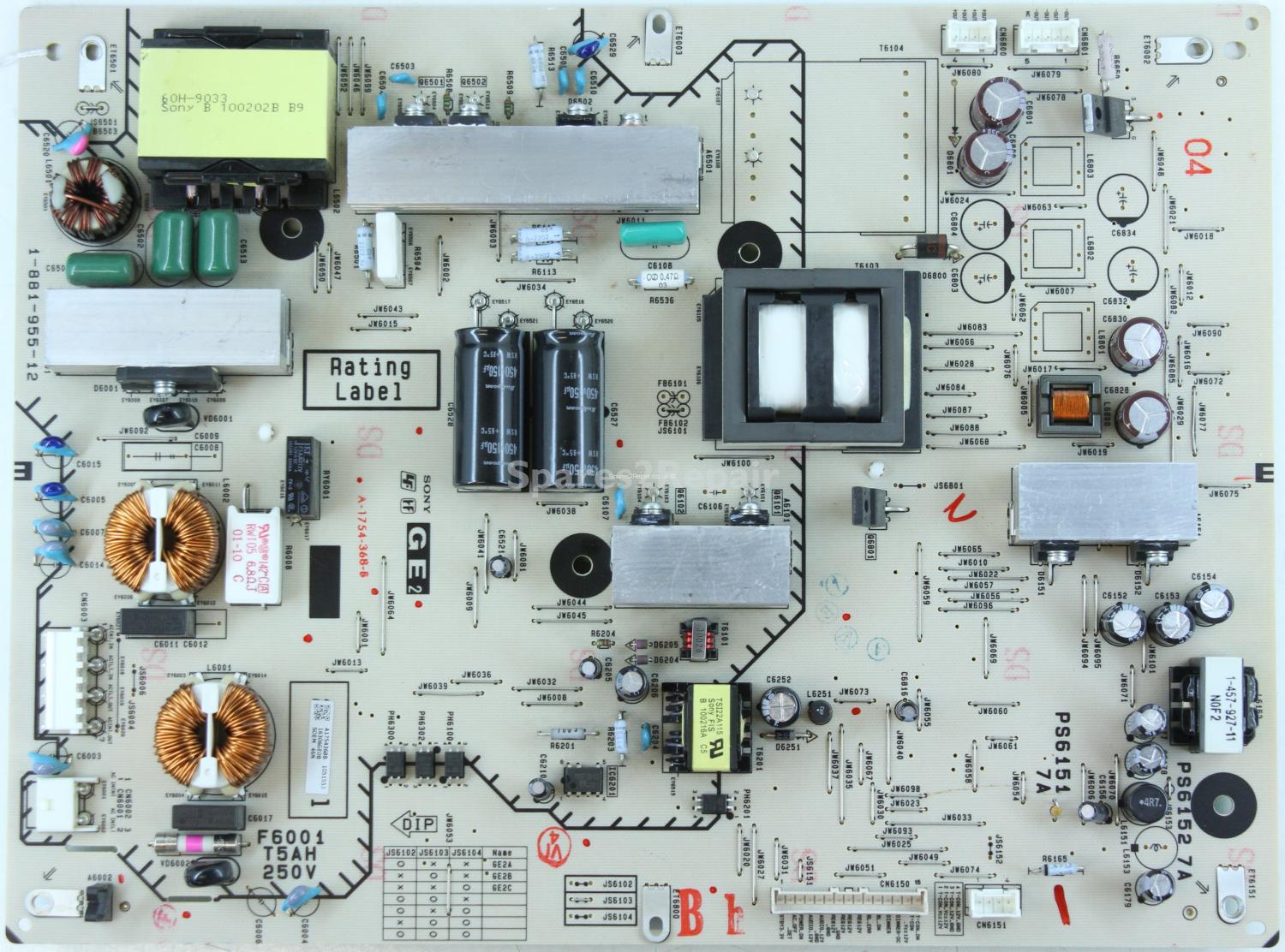 Sony KDL-55EX713 - Power Supply - 1-881-955-12 - A-1754-368-B - A1754368B - JS6103