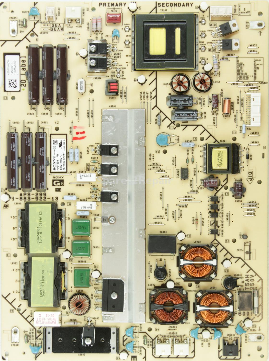 Sony KDL-55HX823 - Power Supply - 1-883-922-13 - 4-269-529-01 - 147430411 - APS-299/W(CH) - G6