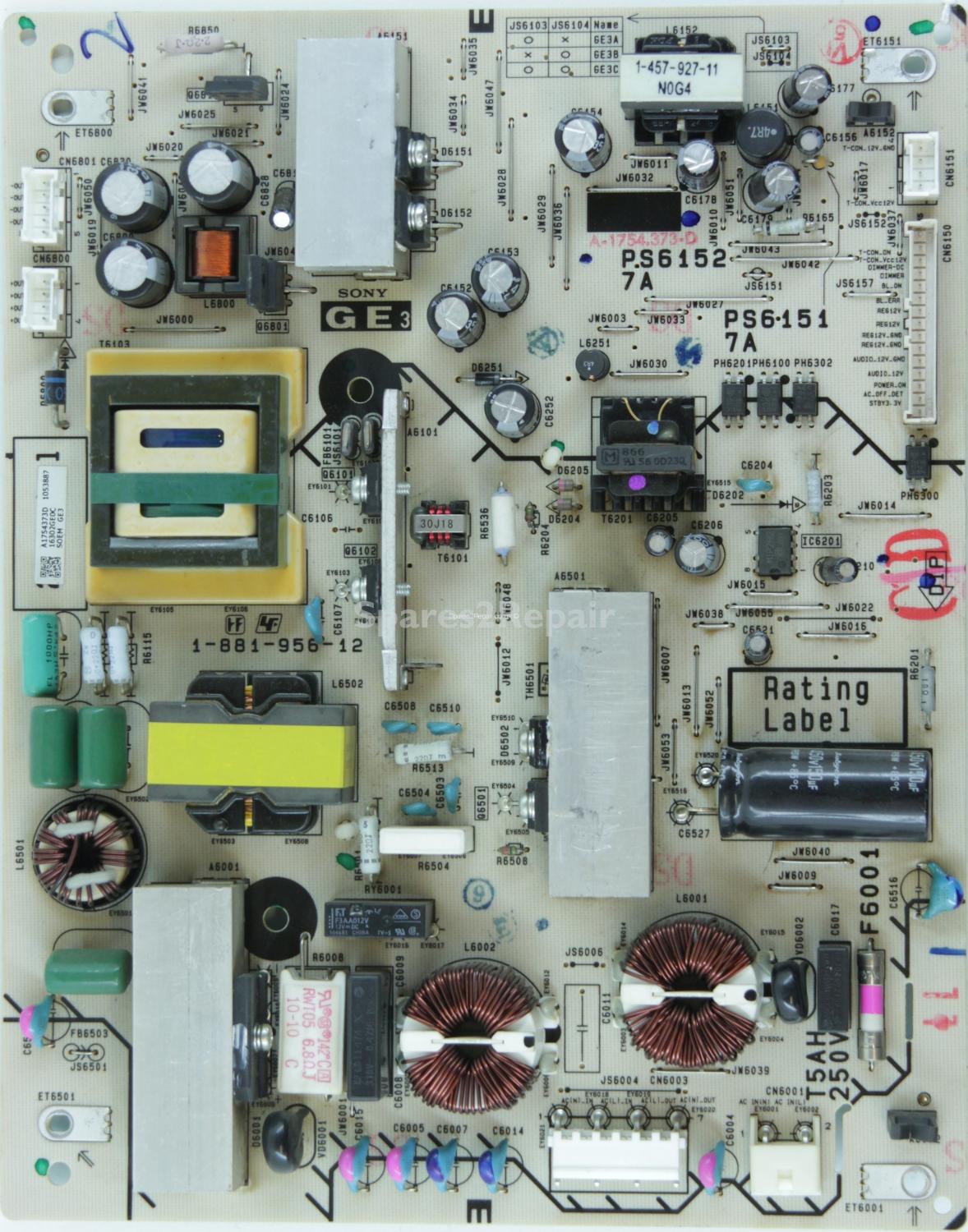 Sony KDL-40EX713 - Power Supply - 1-881-956-12 - A1754373D - A-1754.373-D