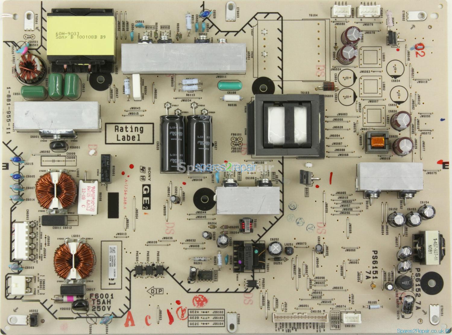 Sony KDL-52NX803 - Power Supply - 1-881-955-11 - A1754368A - GE2B JS6103 - GE2